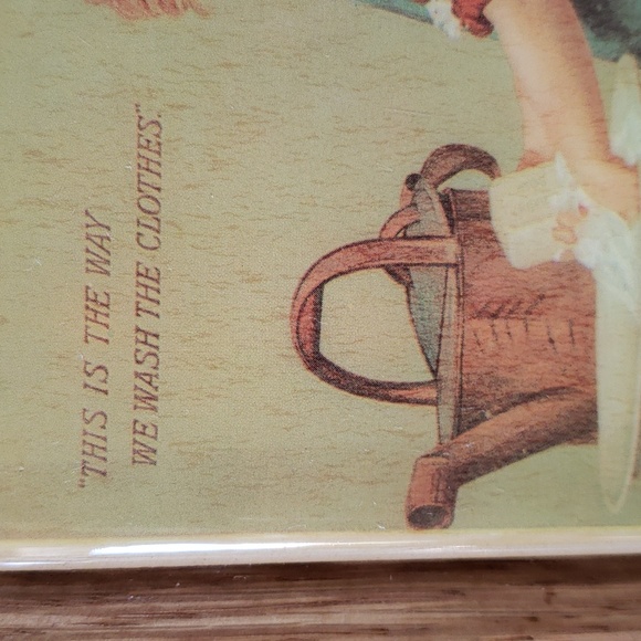 Vintage Framed Tile This is the Way we wash clothes Painting by G.S. Leslie R.A. - Picture 3 of 11